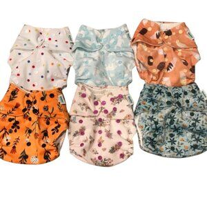 Girly Floral Print Colorful Patterned Cloth Diapers Set Minky Fleece Exterior